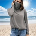 thumbnail image 2 of Hauts pour Femmes avec Cache-Cou, chandail-Over Rafraîchissant, Protection Solaire, Manches Longues, Respirant, Léger, Chemises d'Été pour Camping Randonnée Gris, 2 of 6
