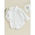 thumbnail image 3 of vera natura Infant Baby Boy Gentleman Romper Long-Sleeved Lapel Front Button Jumpsuit with Pocket Clothes, 3 of 9