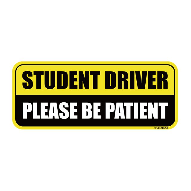 GEEKBEAR Student Driver Car Magnet - Colorful, Reflective, Weather-Resistant - Rectangular 8.7 x 3.5 in (Yellow/Black)