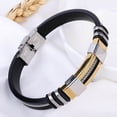 thumbnail image 3 of Yesbay Stainless Steel Men Bracelet Jewelry Bangle Wrist Band Party Decoration-Golden, 3 of 4