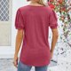 thumbnail image 4 of Camisetas de Manga Corta para las Mujeres Cuello Redondo Sólido Fuera Del Hombro Botón Superior, Camiseta Casual de Poliéster para el Uso Diario, Fiesta Y Primavera, 4 of 6