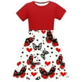 thumbnail image 6 of HOMADLES Summer Short Sleeve Dress for Girls Crewneck Losse, Printed Sundress Red 9 T, 6 of 7
