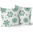 thumbnail image 2 of Green White Snowflakes Winter Christmas Pillow Covers 16x16 Set of 2 Xmas Snow Holiday Decoration Print Decorative Outdoor Pillowcases Seasonal Farmhouse Throw Cushion Case Decor for Couch Sofa Bed, 2 of 6