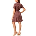 thumbnail image 3 of Allegra K Women's Contrast Collar Short Sleeve Belt Shirt Dresses, 3 of 6