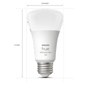 Philips Hue White and Color Ambiance A19 E26 Medium Base Smart Bulb 1 Pack, White