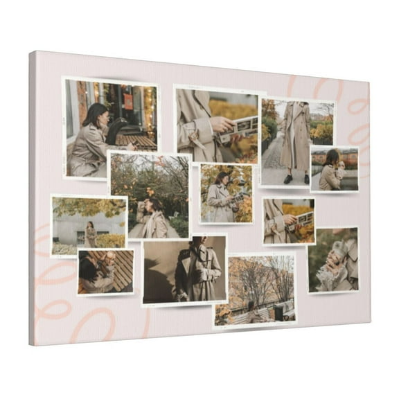 Custom Canvas Prints Beige And Brown Simples Personalized Photo Image Collage DIY Framed Kit Wall Art Picture Room Decor 16x20 inch