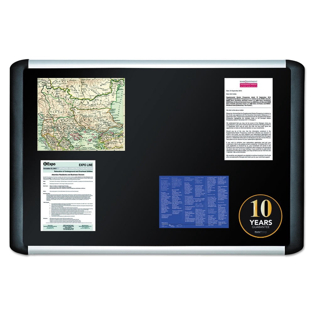 MasterVision MVI050301 SoftTouch 48 in. x 36 in. Aluminum Frame Fabric Surface Bulletin Board - Black