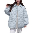 thumbnail image 2 of Ftwytp Womens Casual Loose Short Winter Quilted Cotton-padded Jacket Stand-up Collar Button Front Coat With Pockets Solid Color Oversized Jacket, 2 of 6