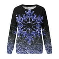 thumbnail image 4 of miqiqism Fashion Printed Sweatshirts for Women Casual Snowflake Sparkling Print Sweatshirt Juniors Comfy Long Sleeves Round Neck Blouses Trendy Loose Tunic Tops,Blue,Small, 4 of 4