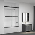 thumbnail image 6 of Vinnova Spezia 60" W x 58" H Double Sliding Frameless Glass Tub Door in Matte Black, 6 of 11