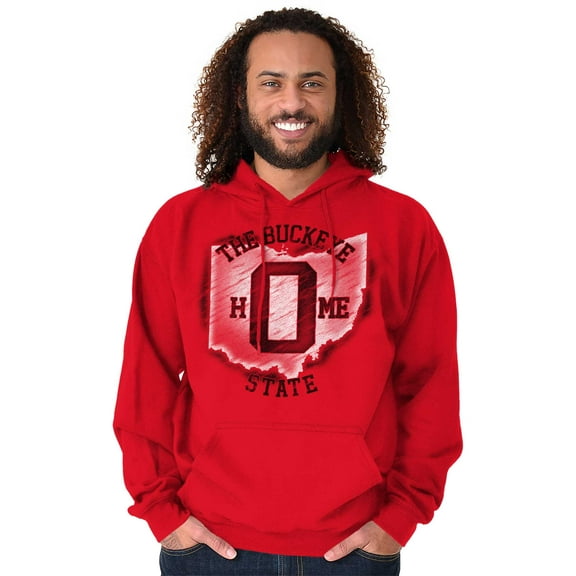 Ohio is Home OH Map Shape Sketch Unisex Plus Fleece Graphic Hoodie Brisco Brands 2X