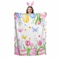 thumbnail image 2 of Throw Blanket Fleece Throw Blanket 50x60in, Happy Easter Egg Tulip Flower Soft Lightweight Bed Blankets Spring Floral Leaves Butterfly Fuzzy Couch Blankets for All Season, 2 of 9