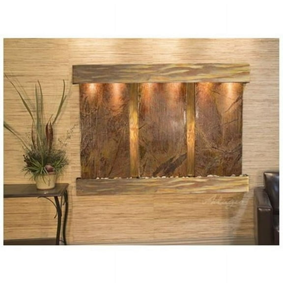 Adagio OFS1006 Olympus Falls-Square-Rustic Copper-Brown Marble Wall Fountain