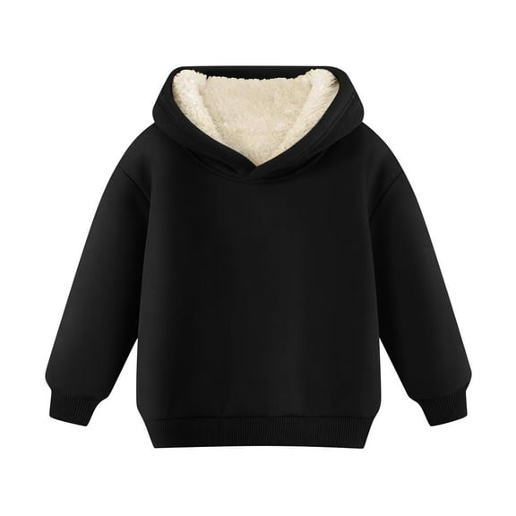 Fancifize Kids Sherpa Hoodies Sweatshirts Winter Warm Long Sleeve Fuzzy Fleece Pullover Top Fall Fashion Outwear for Girls Boys