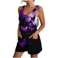 thumbnail image 2 of Sakmal Overalls Womens Rompers for Summer Trendy Sleeveless Scoop Neck Short Jumpsuits Graphic Rompers with Pockets, 2 of 5