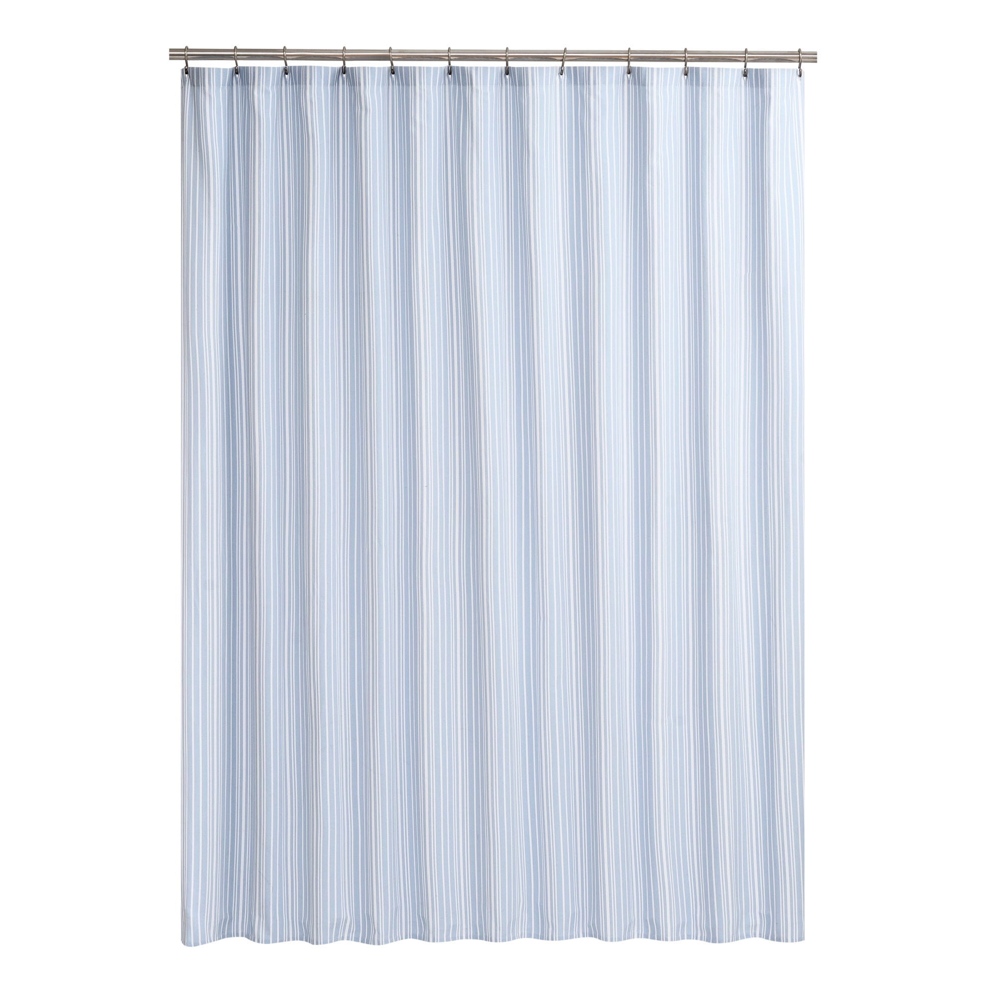 Mainstays White & Chambray Stripe 72” x 72”Shower Curtain, 1 Count