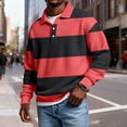 thumbnail image 3 of LEKWK Shirts for Men Striped Waffle-Knit Texture Long Sleeve Shirts Lapel Collar Casual Shirts Vintage Preppy Style Rugby Golf Casual Tops, 3 of 4
