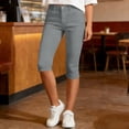 thumbnail image 4 of HongQid Capri Pants for Women High Waisted Skinny Split Hem Stretchy Capris Cropped Straight Leg with Pockets, 4 of 9