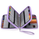 thumbnail image 4 of Estuche para lápices de colores de piel sintética con compartimentos, prácticos estuches grandes para lápices de acuarela, lápices normales, color morado, 4 of 5