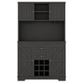 thumbnail image 4 of Tcbosik Farmhouse Coffee Bar Cabinet with Glass Holder and Wine Rack, Kitchen Hutch Cabinet with Drawers and Doors, Buffet Sideboard with Shelves for Living Room, Dining Room, Space Saving, Black, 4 of 10