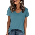 thumbnail image 7 of ANRABESS Womens Short Sleeve Tops Casual V Neck Wrinkle - Free Basic T Shirts Summer Cute Tee 2026 Spring Fashion Clothes Lake Blue Large, 7 of 7