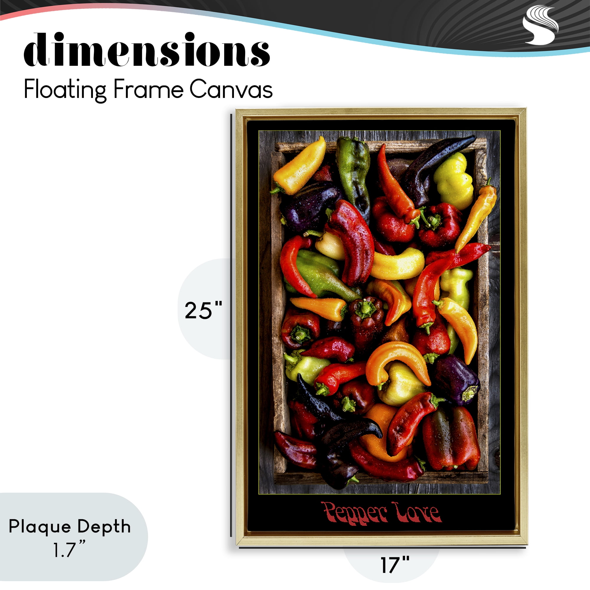 Stupell Industries Pepper Love Vibrant Vegetables Gold Framed Floater Canvas Wall Art, design by Carl Kravats