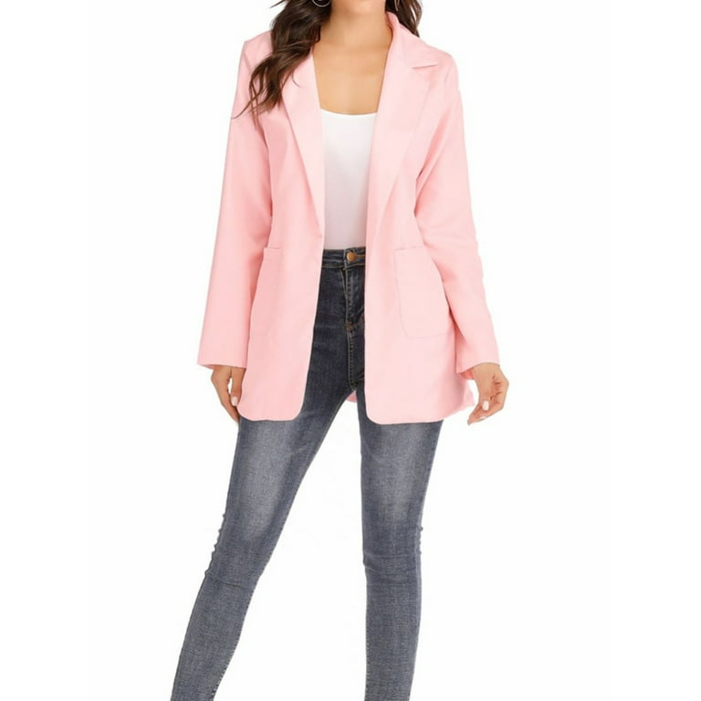 Women Casual Long Sleeve Blazer Open Front Lapel Work Office
