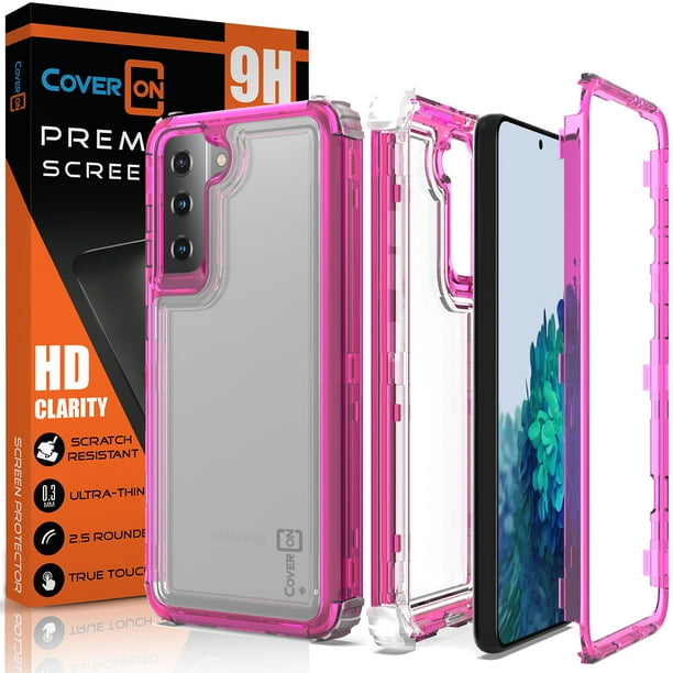 Coveron For Samsung Galaxy S21 5g Case With Screen Protector Tempered Glass Military Grade Heavy Duty Full Body 3 Layer Clear Phone Cover Pink Walmart Com Walmart Com