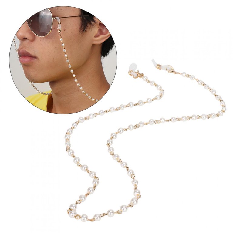 White Beads and Pearls Eyeglass Chains, Womens Readers Necklace - Bits off  the Beach