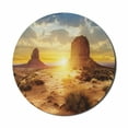 thumbnail image 1 of American Mouse Pad for Computers, US Monument Valley The Three Sisters Canyon Bushes Sand Sunset Landscape Print, Round Non-Slip Thick Rubber Modern Mousepad, 8" Round, Yellow Brown, by Ambesonne, 1 of 2