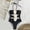 Black, variant on Onepiece Swimsuit Women Tummy Control Floral Cut Out Monokini Halter String Push Up Slimming Swimwear