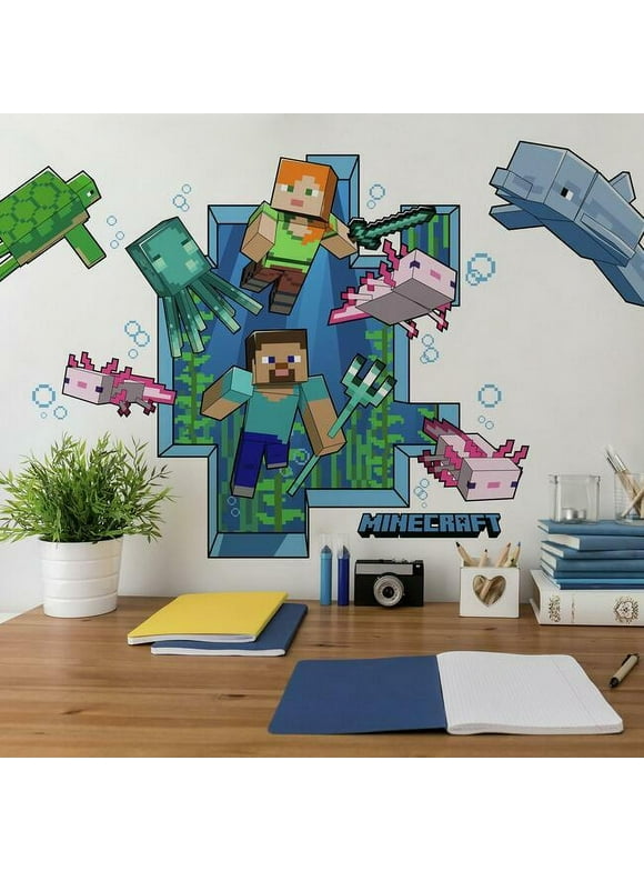 Officially Licensed Minecraft Peel And Stick Giant Wall Decals 18 Kids Room Stickers