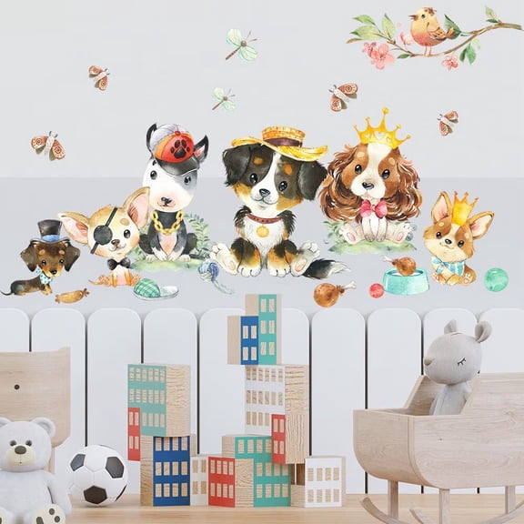 Pet Wall Stickers dog wall Stickers DIY Peel and Stick Puppy Dog Wall Decals Cute Animal Nursery Wall Decor Baby Kids Bedroom Art Decoration
