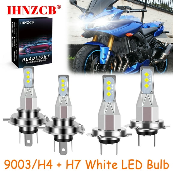 IHNZCB for Yamaha Fazer 8 2011-2014 9003 H4 H7 LED Headlights Bulb High Low Beam 55W White LXB,Motorcycle Light,Y05