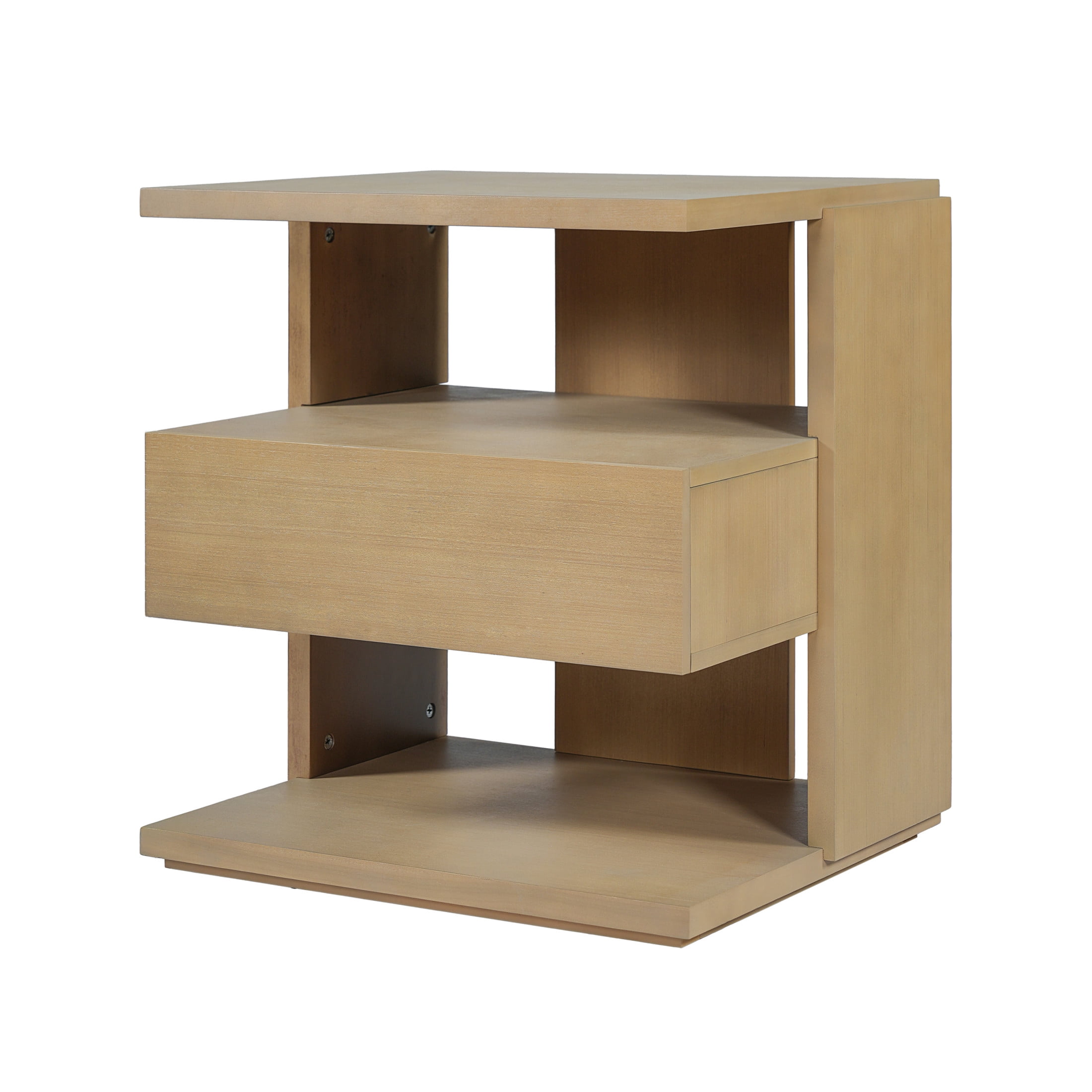 Christopher Knight Home Mid-Century Nightstand with Drawer, Unique C-Shaped Bedside Table, Natural