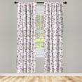 thumbnail image 4 of Ambesonne Garden Art Window Curtains, Retro Violets Buds, Each 28" W x 95" L, Mauve Green, 4 of 4