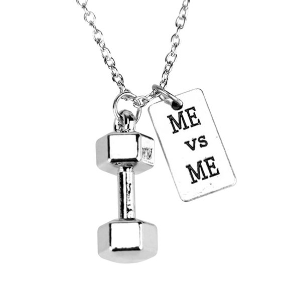 MKHSQHDG Aubaines du Jour Collier Pendentif Haltère Titane Acier Inoxydable Entraînement Physique Gym Collier Plaque de Poids Barre Haltère Colliers Hommes Femmes Chaîne Pendentif