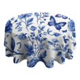 thumbnail image 4 of Blue Roses and Butterflies Pattern Round Tablecloth 60" X 60",Wrinkle Wipeable Table Cloth for Kitchen Dining Room Picnic Patio Party, 4 of 6