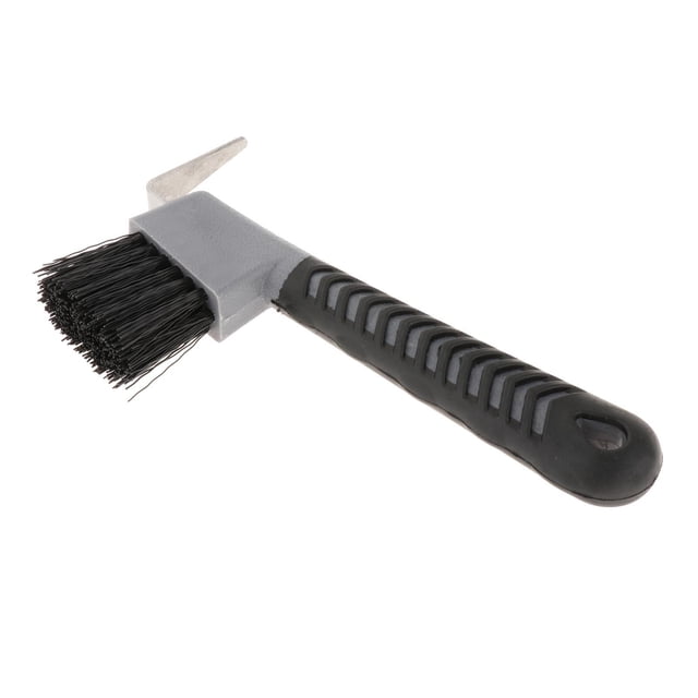 Cepillo para cascos de caballo 2 en 1, herramienta ecuestre para el cuidado de los caballos, mango de goma suave al tacto. Color aleatorio