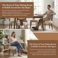 thumbnail image 5 of Guyou Modern Rattan Backrest Dining Chairs Set of 2, Mid-century Farmhouse Linen Upholstered Kitchen Chairs Solid Wood Side Chairs for Kitchen Dining Room Living Room, Beige, 5 of 12