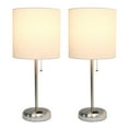thumbnail image 4 of LimeLights Brushed Steel Stick Lamp with Charging Outlet and Fabric Shade 2 Pack Set, 4 of 7