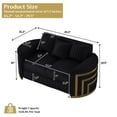 thumbnail image 5 of Wiilayok 65" Luxury Velvet Chesterfield Loveseat, Mid Century Modern 2 Seat with Thick Backrest, Gold Stainless Steel Trim, Crescent Moon Armrest, Black and Gold for Living Room, 5 of 9
