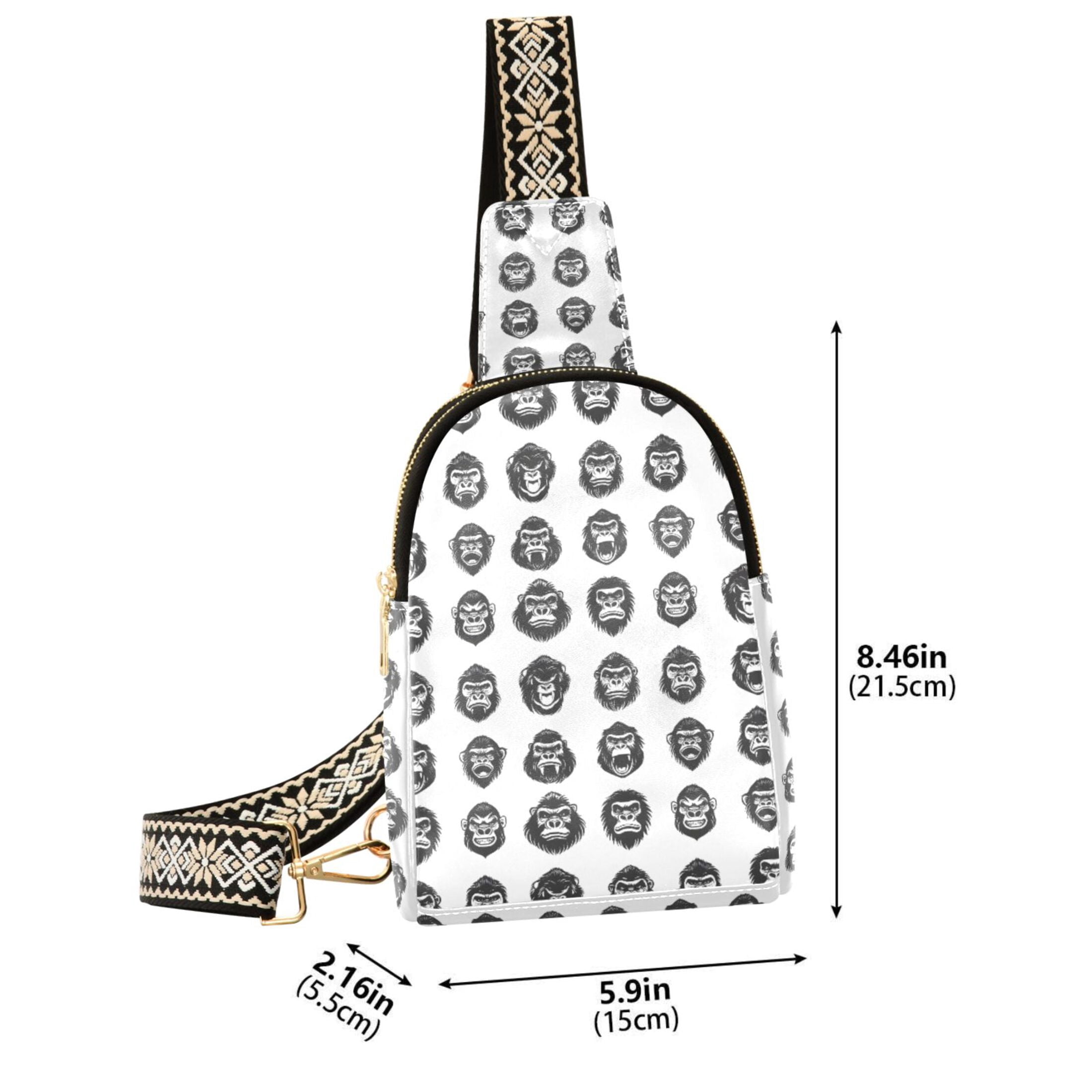ALAZA Gorilla Pattern Sling Bag for Women Men Waterproof Crossbody Chest Bags