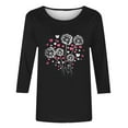 thumbnail image 4 of Cadancy Valentines Womens Tops Love Heart Graphic 3/4 Sleeve Crew Neck Tunic Blouses Pullover Cute Funny Casual Loose Tee Shirts Trendy Vintage Outfits, 4 of 6