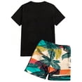 thumbnail image 4 of GrmtClth Men's Hawaii 2 Piece Outfits Tropical Crew Neck T-Shirt and Shorts Set Lightweight Short Sleeve Outfit Comfy Elastic Drawstring Clothes Khaki M, 4 of 4