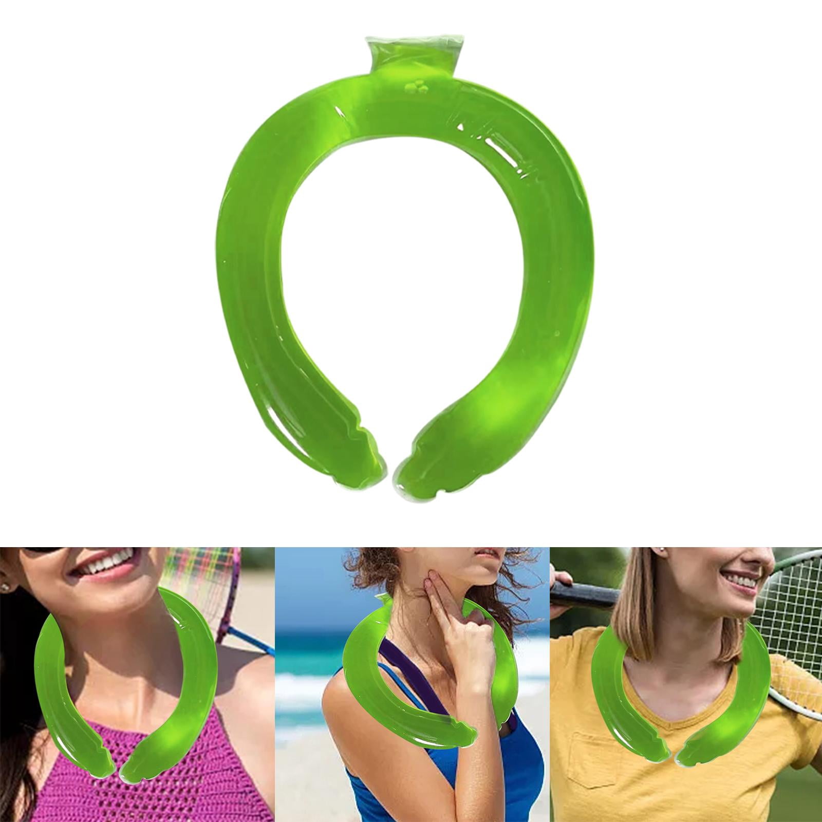 Wswqop Hot Summer Neck Cold Cooler Wraps Chill Cold Ice Pack Reusable Neck Cooling Tube Green