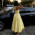 thumbnail image 3 of Women's Deep V Halter Maxi Dress, Solid Cutout Flowy Backless Summer Dress, 3 of 5