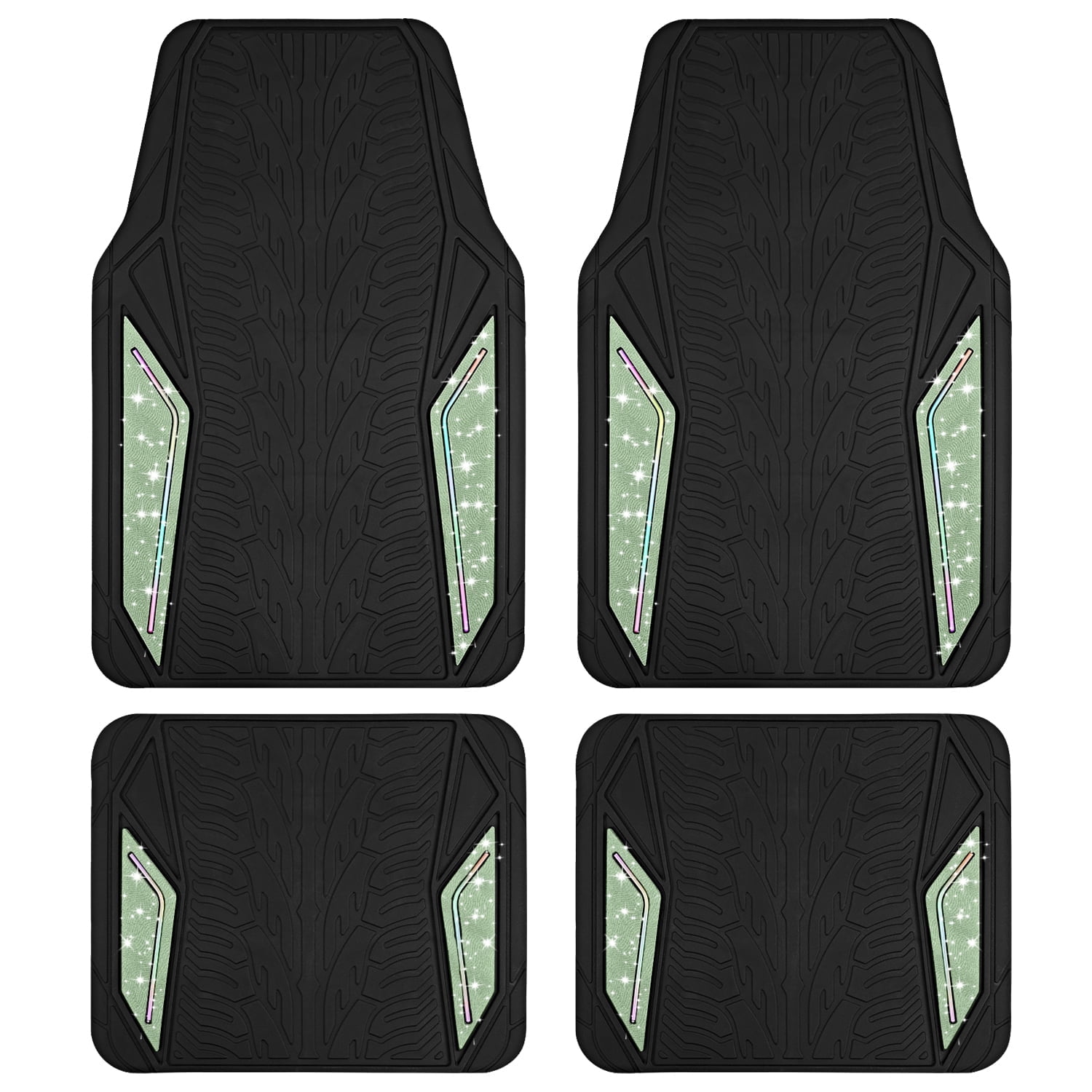 Road Comforts Hyper Pillar Car Floor Mat - All-Weather, Universal Fit for Most Cars Beige Hot Green