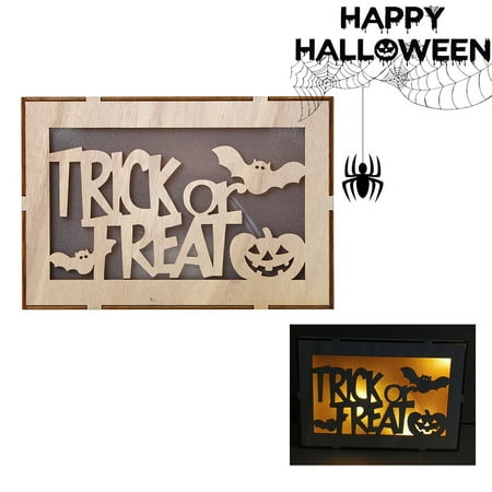 

Dvkptbk Vintage Halloween Decor LED Hollow Wooden Light Pendants Home Ornaments