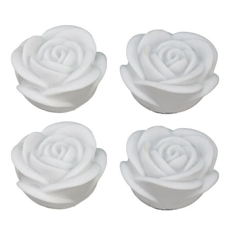 

NUOLUX 4pcs Colorful Rose Light Night Light Water Floating Rose Candle Light for Wedding Event Decoration Floating Candle Light (White)